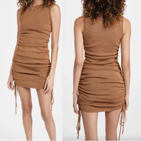 Lioness Military Minds Ruched Dress in Camel - Picture 1 of 5